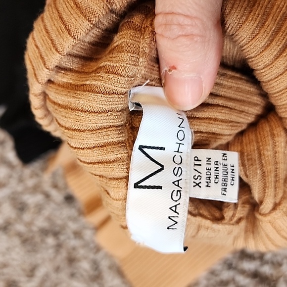 Magaschoni Ribbed Turtleneck Bodycon Dress - Mustard & Black Bundle - Picture 3 of 6